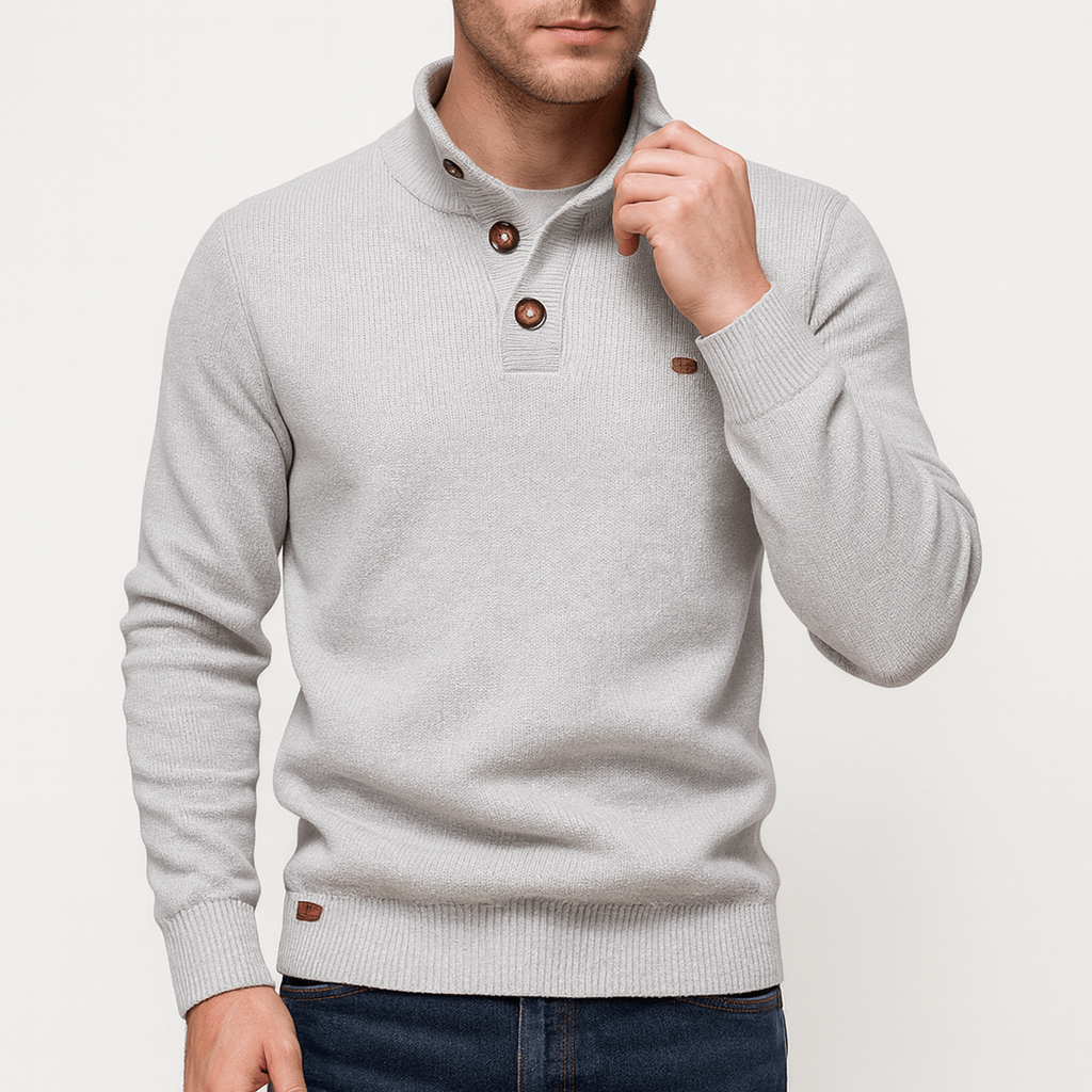 Pull Homme Col Montant Coton Doux et Chaud