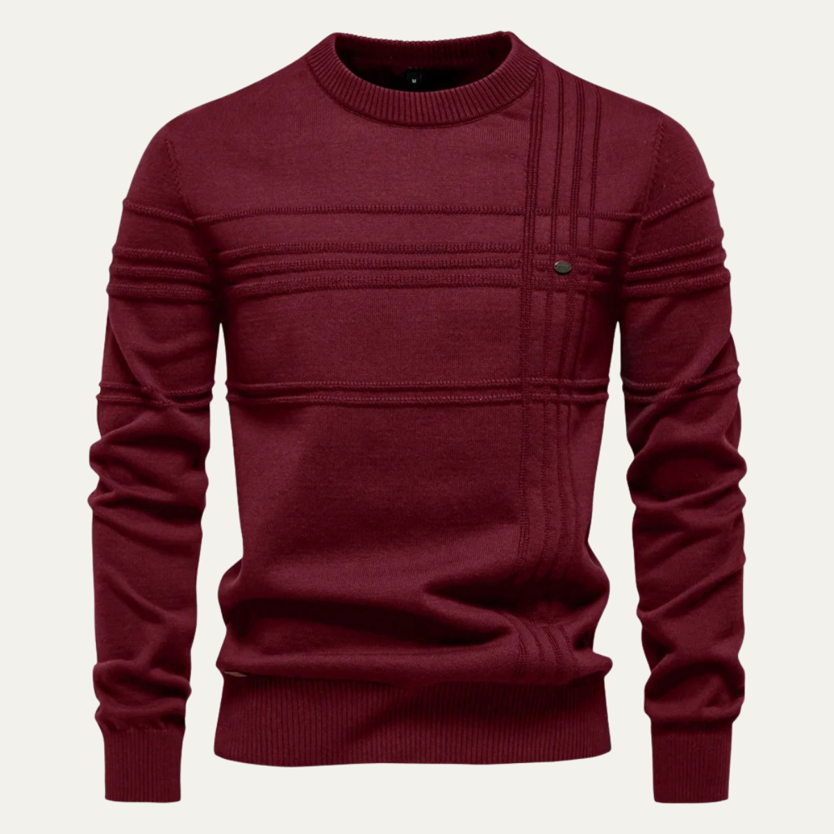Pull Homme Col Rond Quadrillé Classique