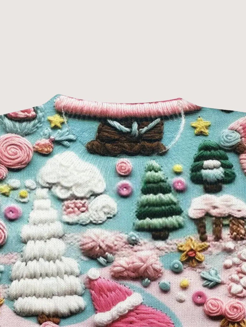VogeLuxe | Pull de Noël 3D pour femme avec Père Noël et neige 3