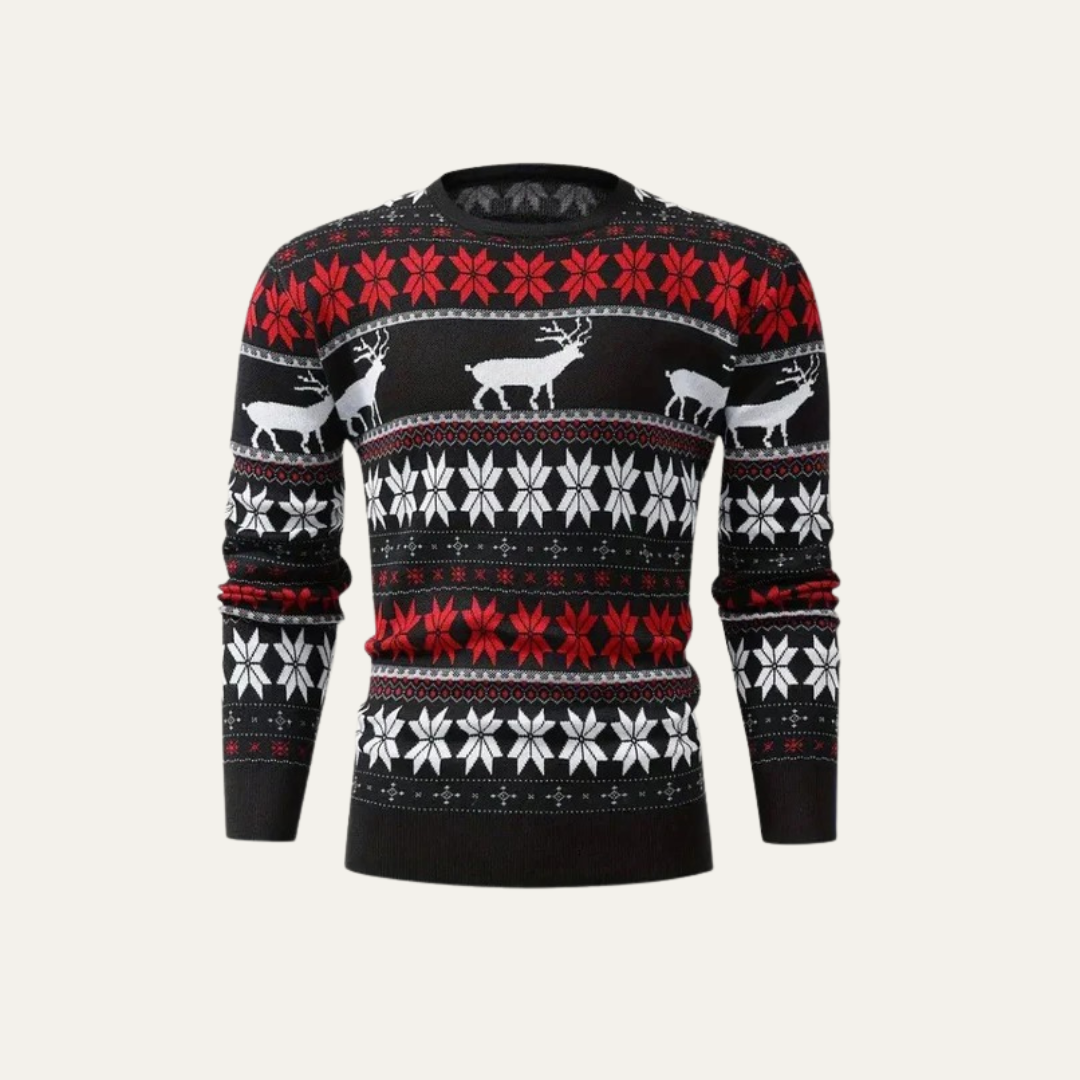 VogeLuxe | Pull de Noël classique en maille à motif renne pour homme 5