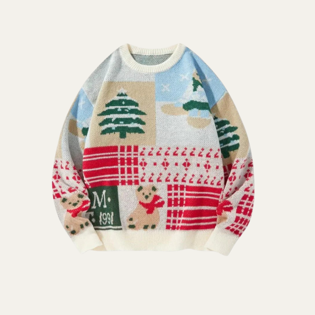 Pull Femme Hiver Tricoté Coloré Festif