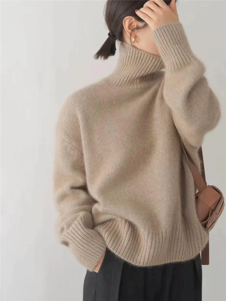 VogeLuxe | Pull en maille à col roulé confortable pour femme 2