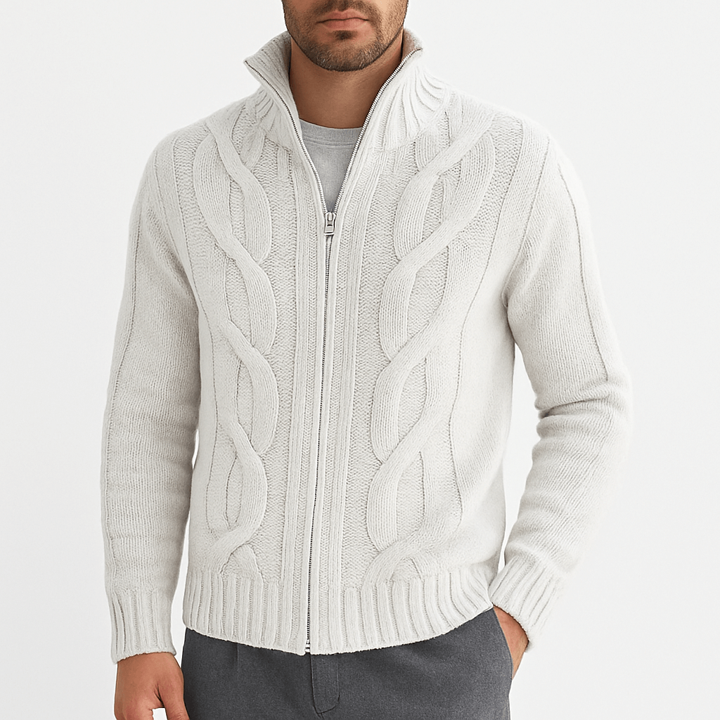 Pull Homme Col Montant en Maille Épaisse