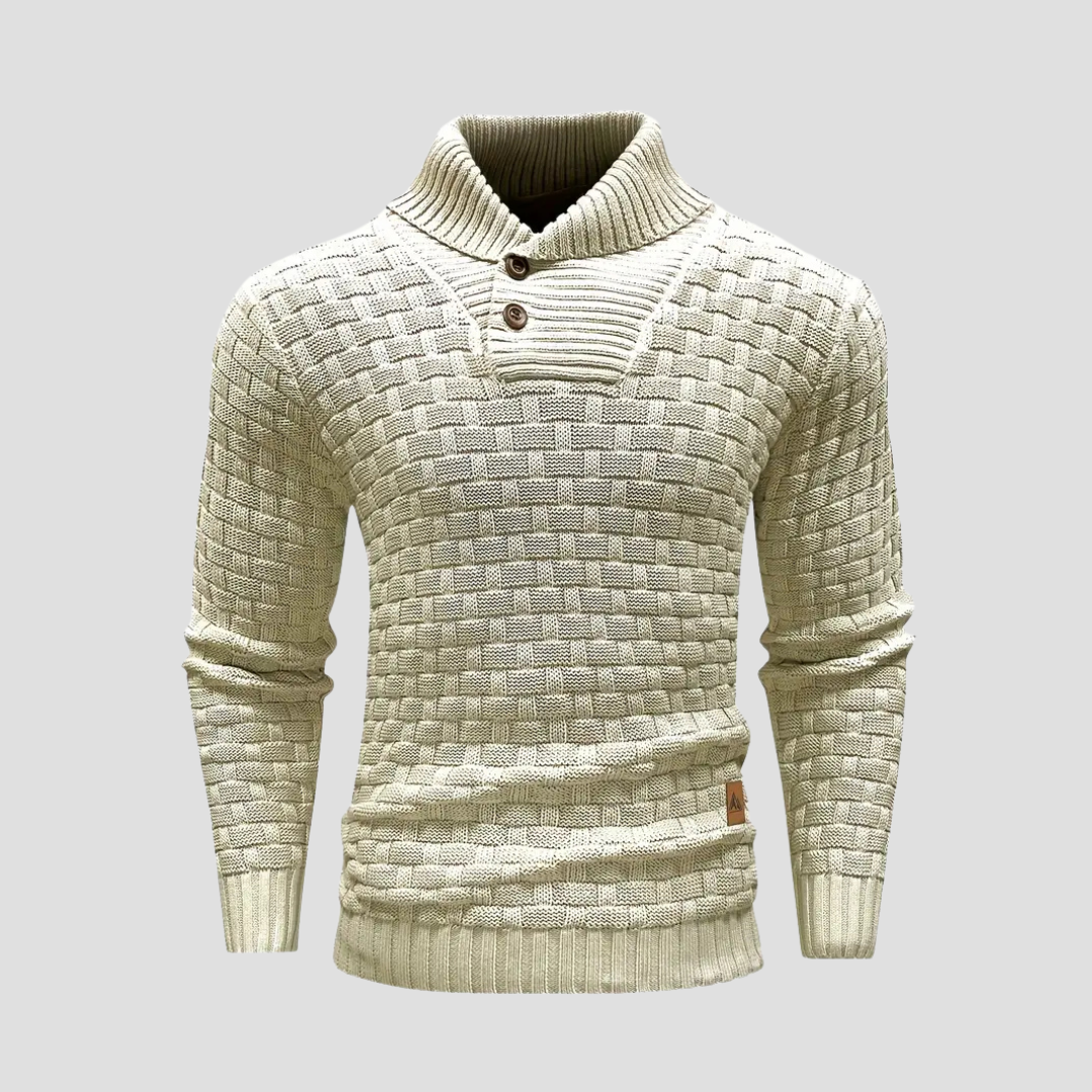 VogeLuxe | Pull homme à col châle en maille tressée 8