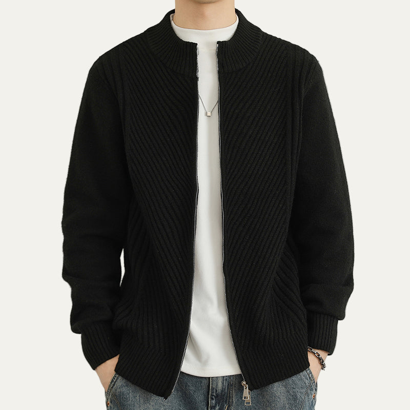 Pull en maille côtelée zippé pour homme élégant