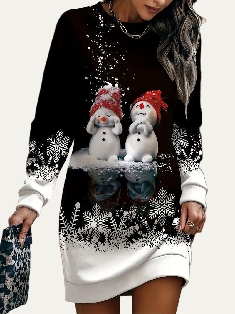 Robe de Noël Femme à Motif Bonhomme de Neige - PanierRoyale