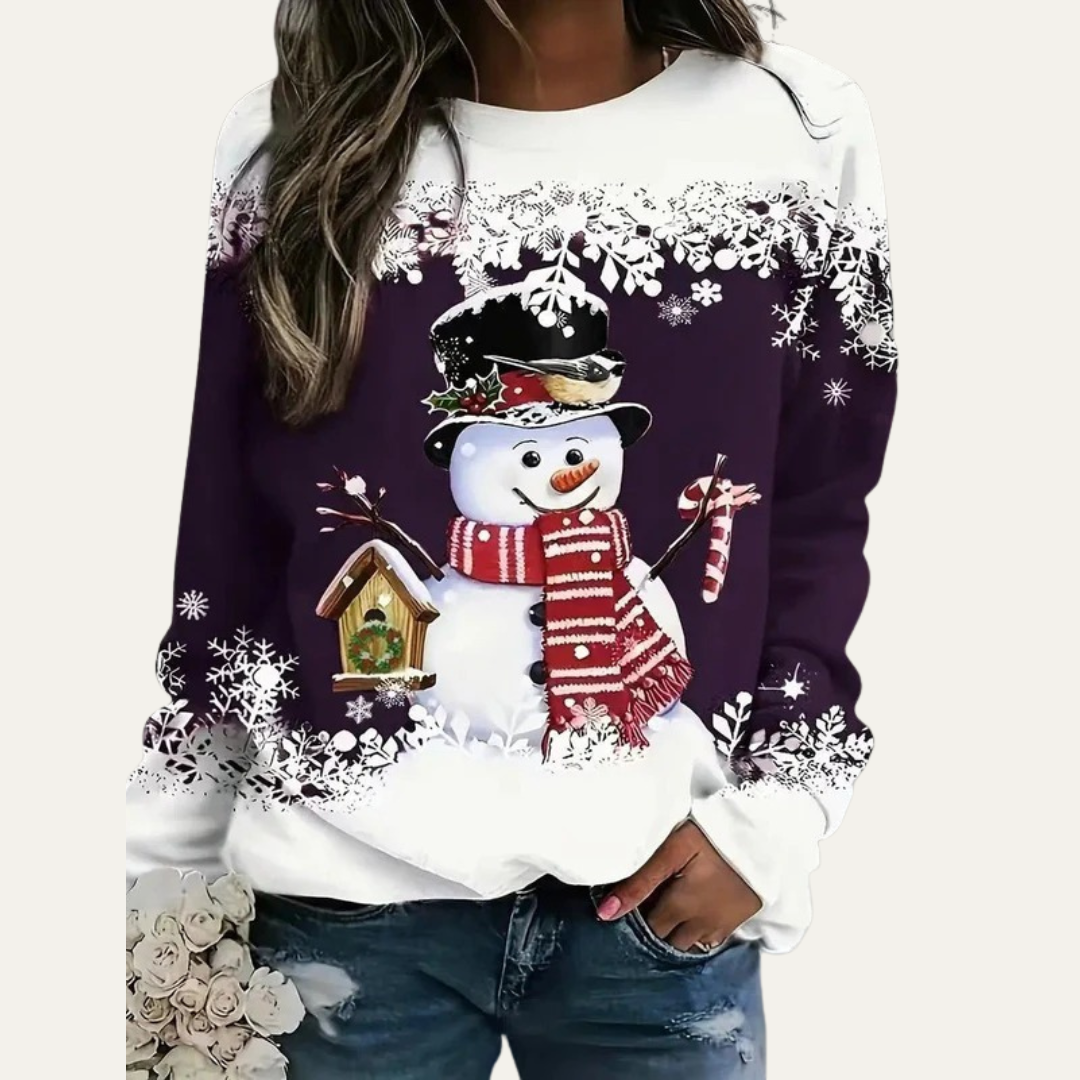 Sweat-shirt femme col rond hiver chaud et coloré