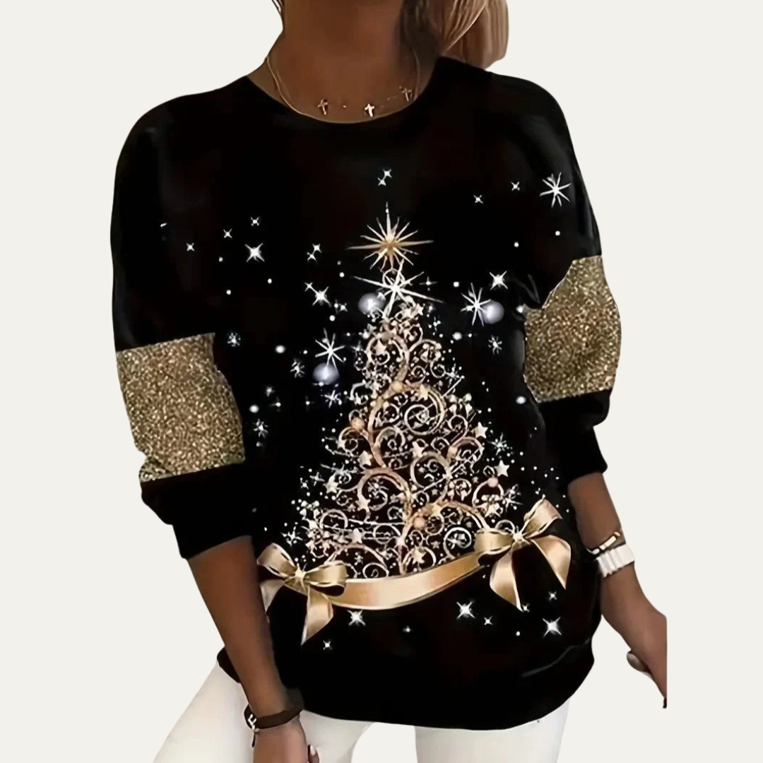 Pull Noël Femme avec Imprimé Arbre de Noël
