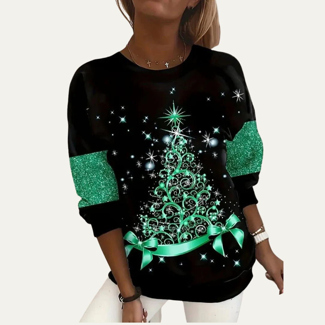 VogeLuxe | Sweat-shirt de Noël pour femme avec motif arbre étoilé 9
