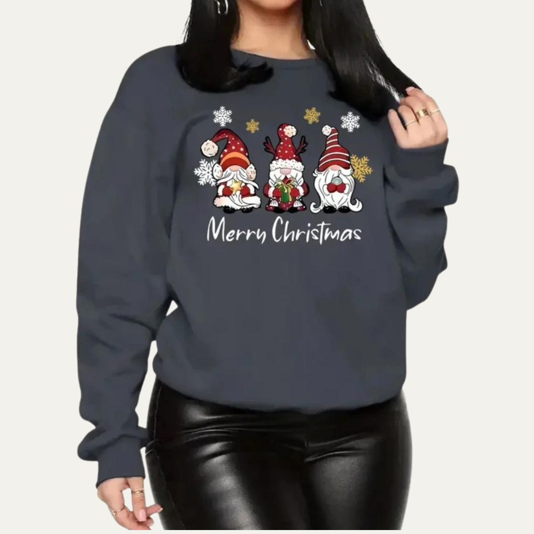 VogeLuxe | Sweat-shirt graphique pour femme avec motif gnome de Noël 8