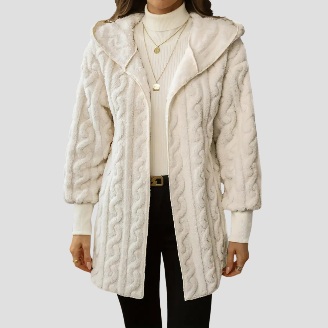 Veste femme à capuche fausse fourrure douce et chaude - PanierRoyale