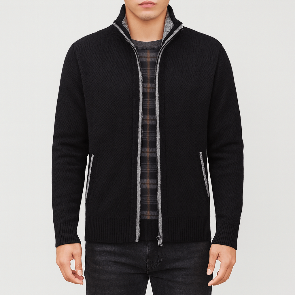 VogeLuxe | Veste à col montant zippée texturée pour homme 4