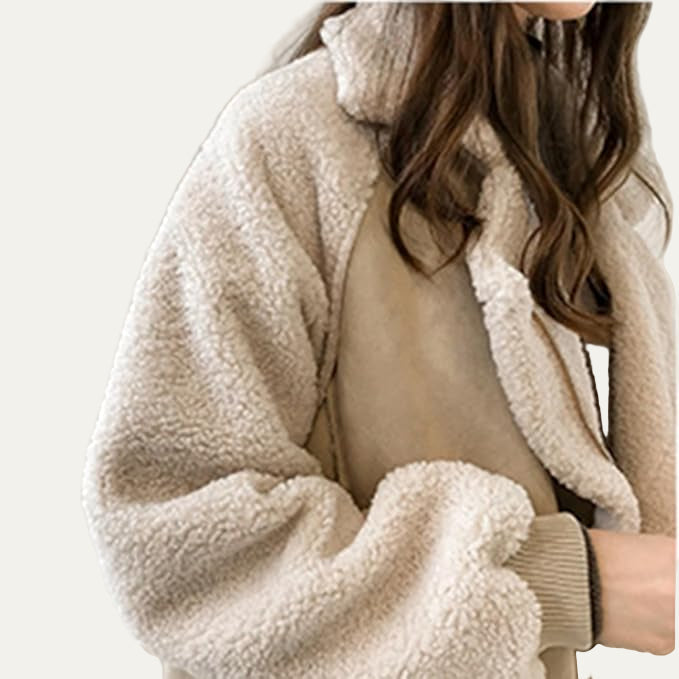 VogeLuxe | Veste aviateur en peau lainée peluche pour femme 2