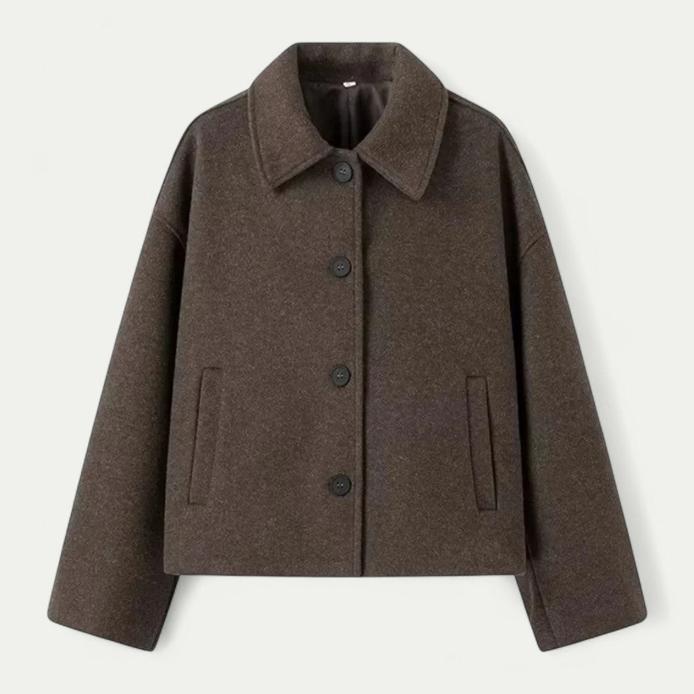 Veste femme courte en laine mélangeé hiver - PanierRoyale