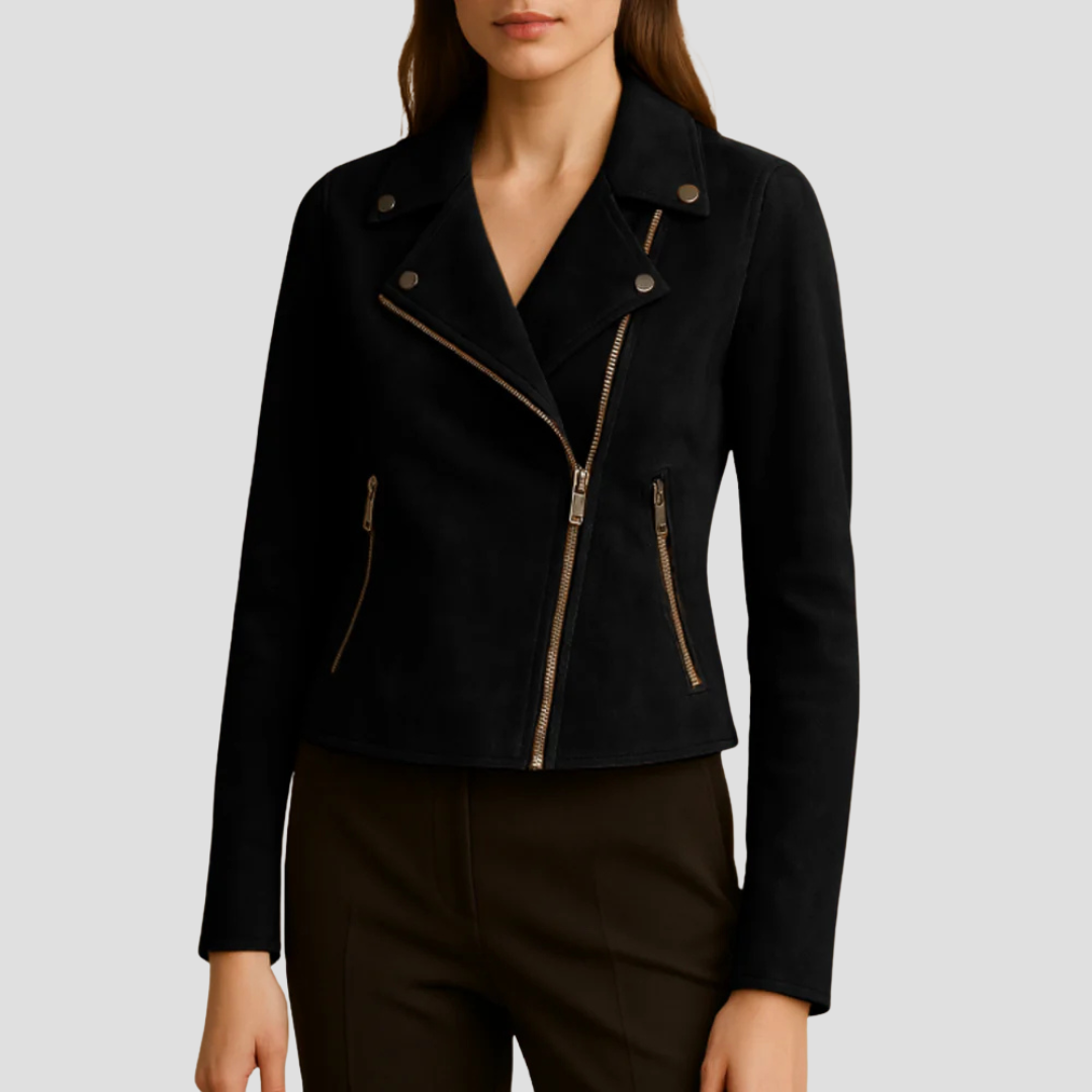 Veste cuir femme moto courte et élégante