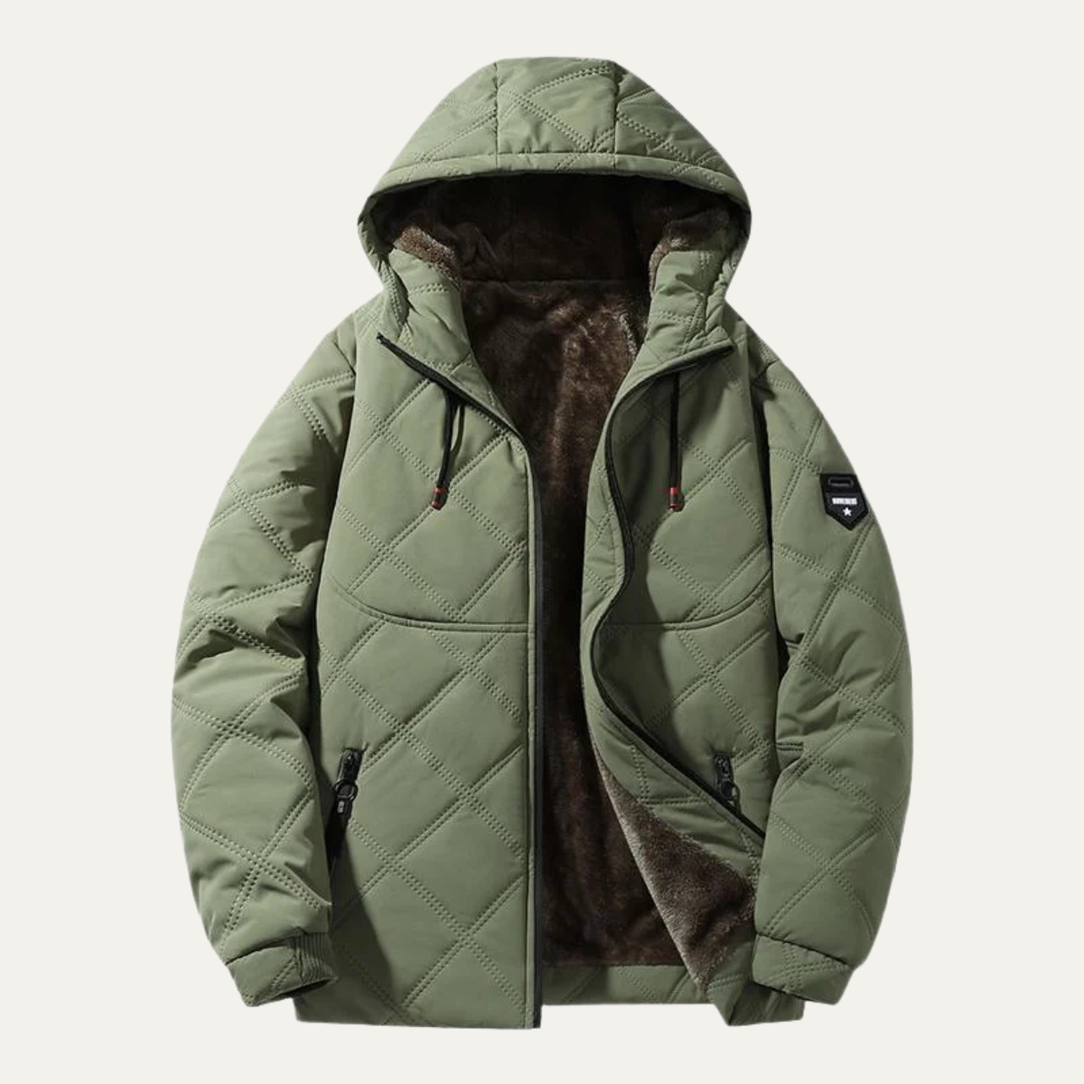 Veste matelassée Homme Capuche Polaire avec Surpiqûres