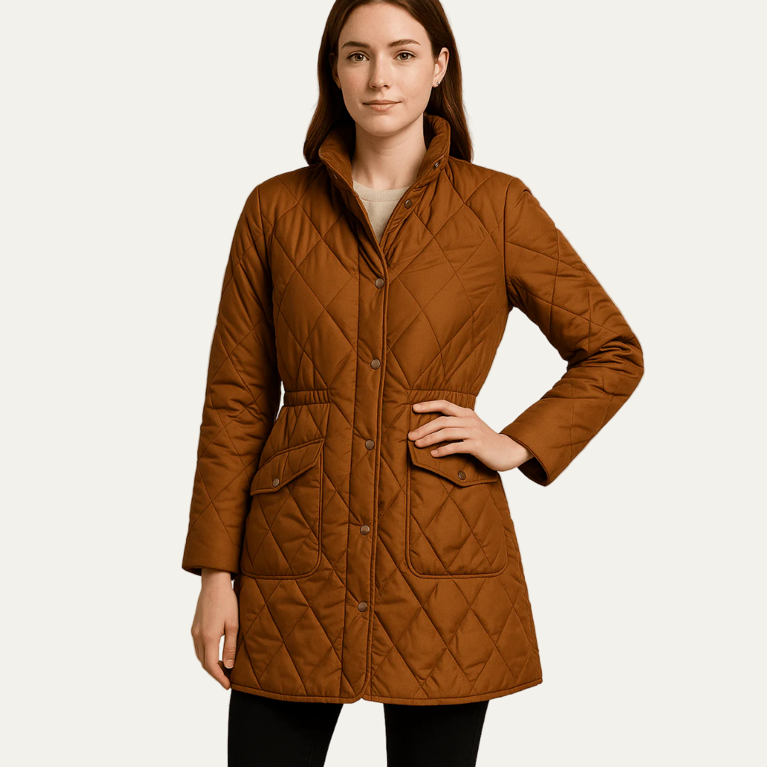 Veste matelassée losangée femme hiver chaud avec fermeture boutons