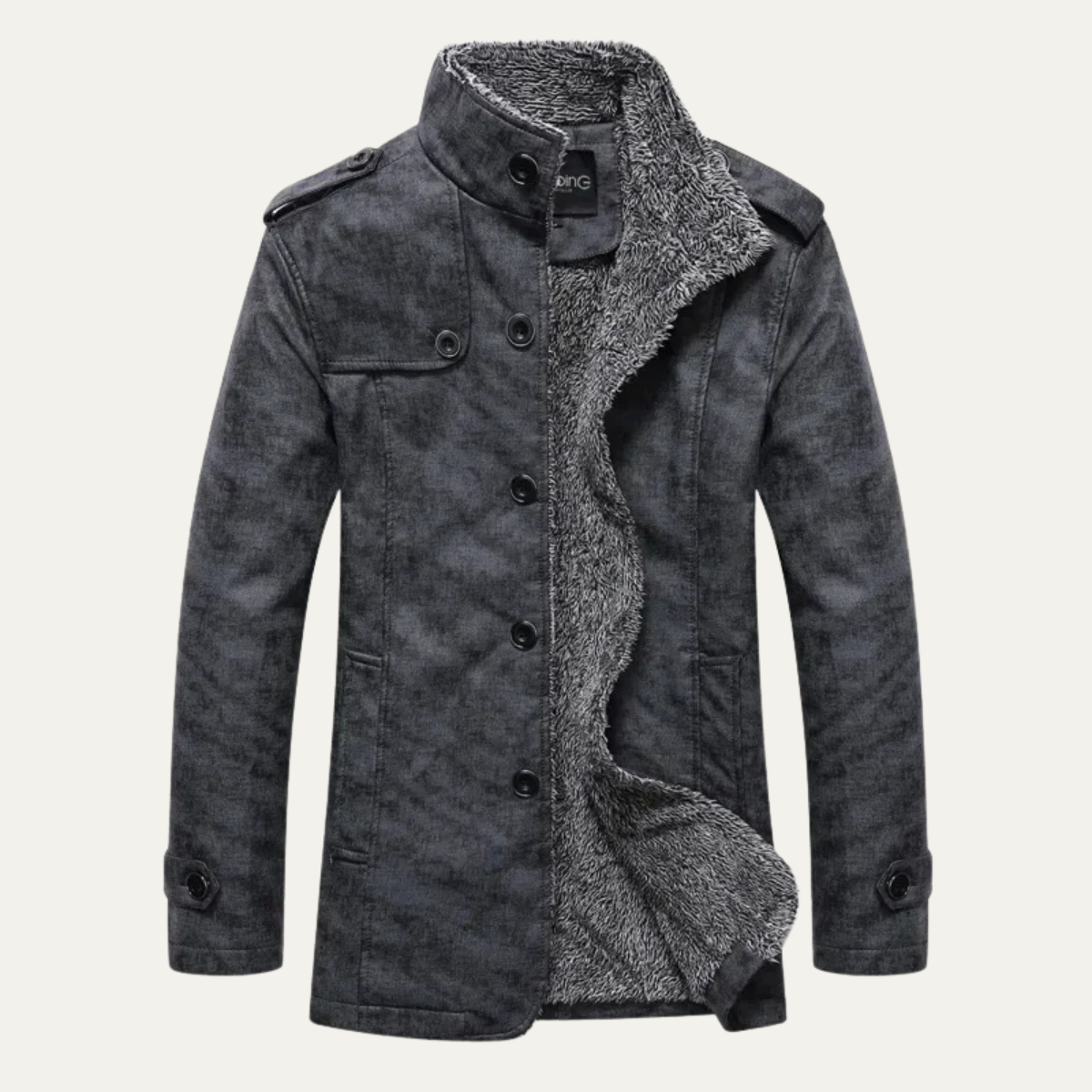 VogeLuxe | Veste pour homme doublée en sherpa, longueur hanches 9
