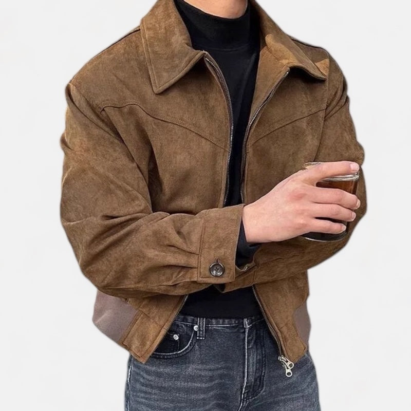 Veste denim homme court avec fermeture éclair zip intégrale - PanierRoyale