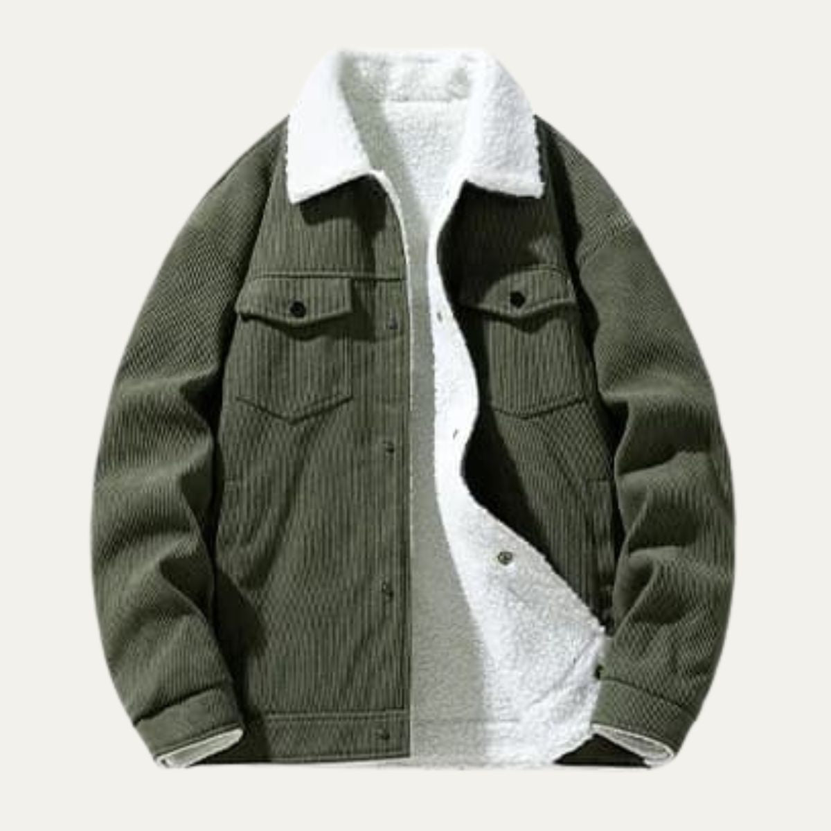 VogeLuxe | Veste trucker en velours côtelé doublée de peau lainée pour homme 8