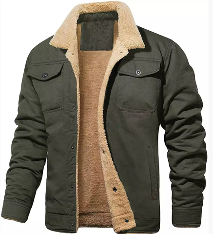 VogeLuxe | Veste trucker homme doublée en peau de mouton retournée et à boutons-pression 9