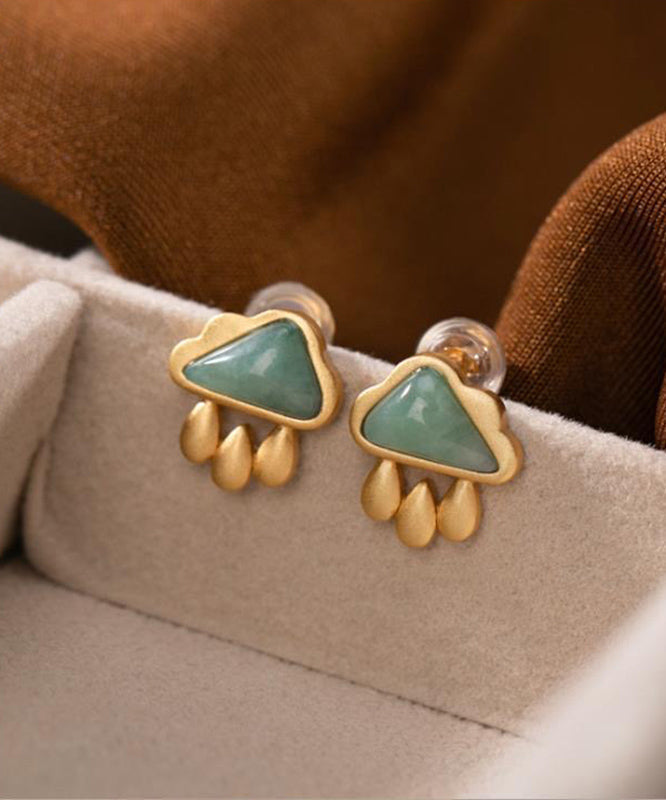 Elegant Silver Jade Drop Earrings - EasyApparels