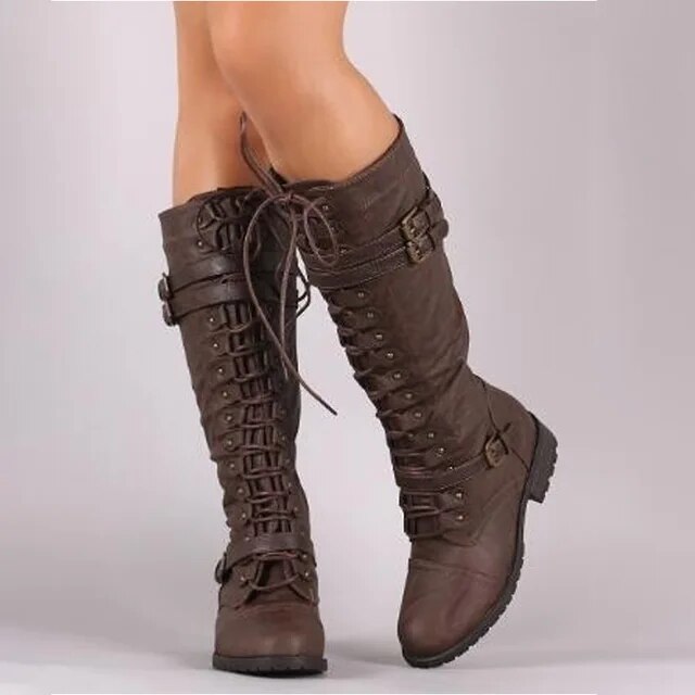 Bottes Hiver Femme À Lacets et Boucles Réglables