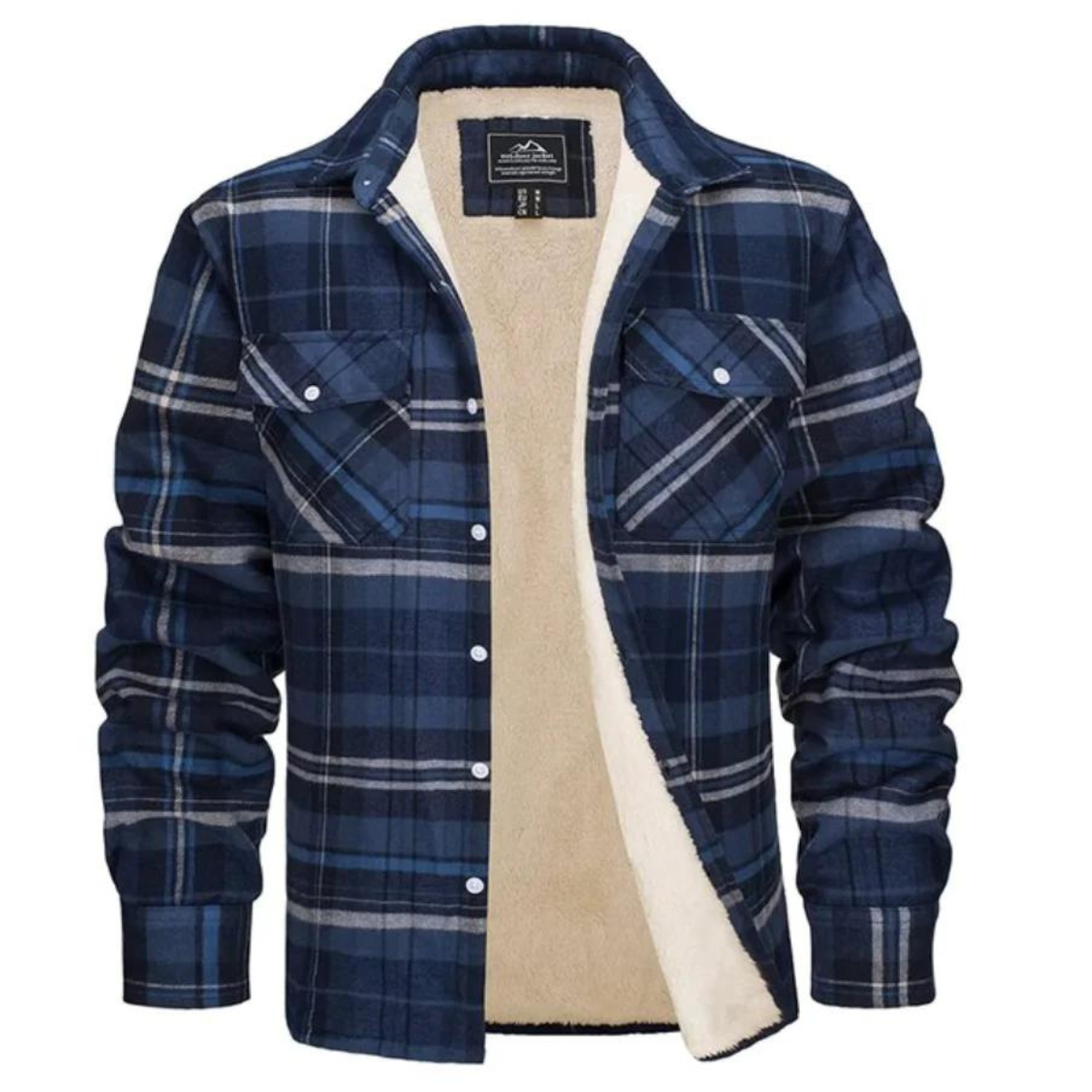Veste Homme Flanelle Élégante avec Poches et Doublure Polaire