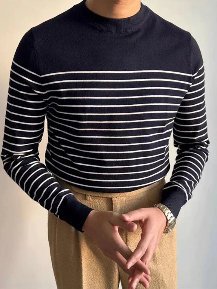 Pull en Merinos pour Homme à Rayures