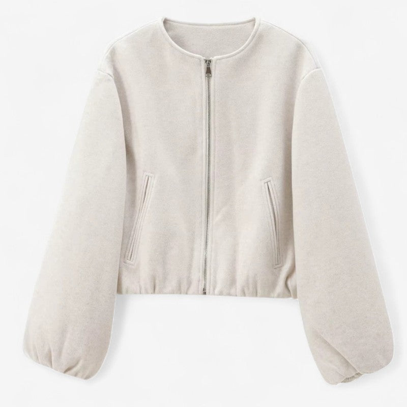 Veste Bomber Sport Cuir avec Poches Zippées