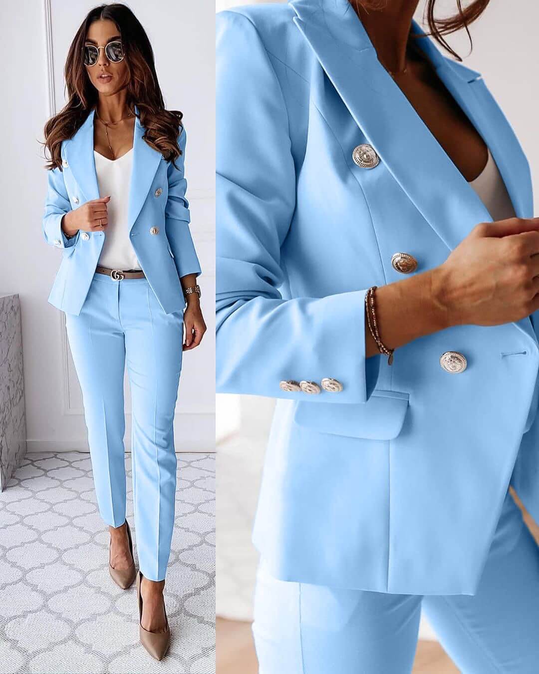 Costume Femme Chic - Ensemble Élégant Veste et Pantalon Tailleur