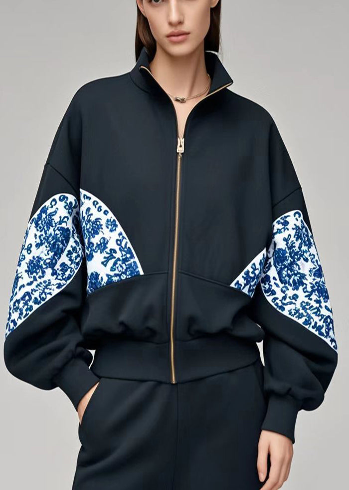 Gros manteaux en coton noir à motifs pour femme - EasyApparels