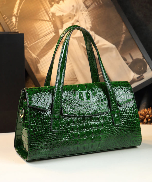 Sac à main femme en cuir synthétique robuste vert crocodile - EasyApparels