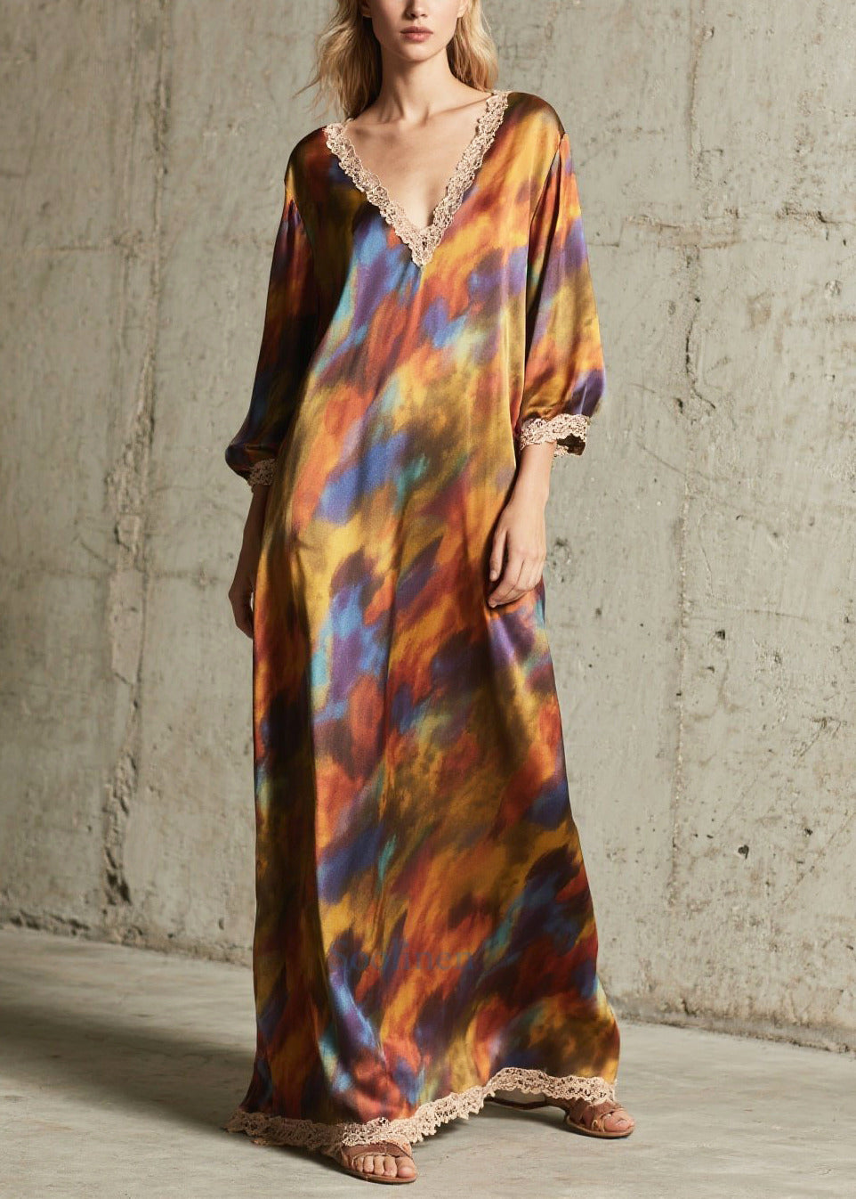 Robe femme grande en mousseline dégradé pour automne - EasyApparels