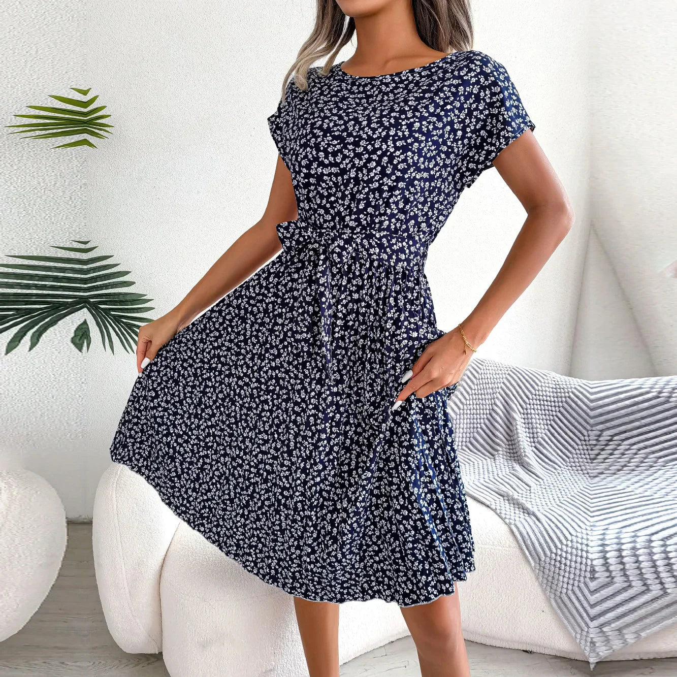 Robe Été Légère à Fleurs pour Femmes