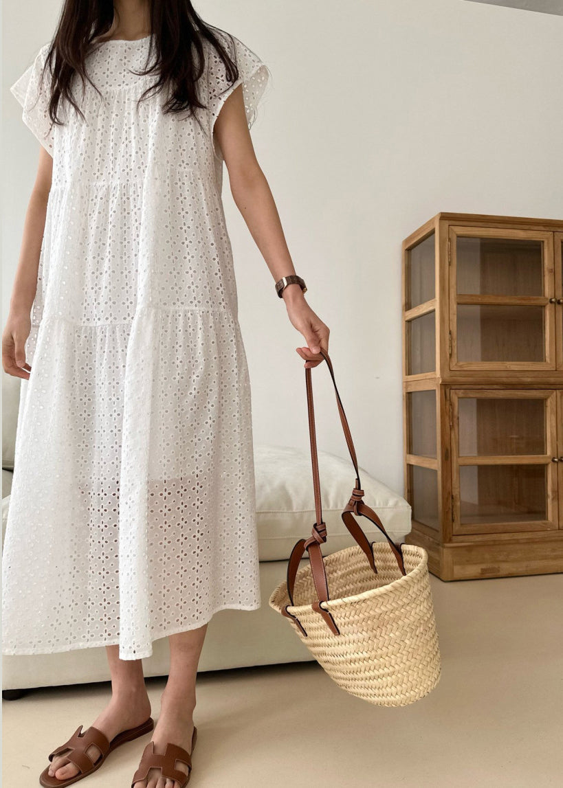 Robe d'été blanche en coton pour femme - EasyApparels