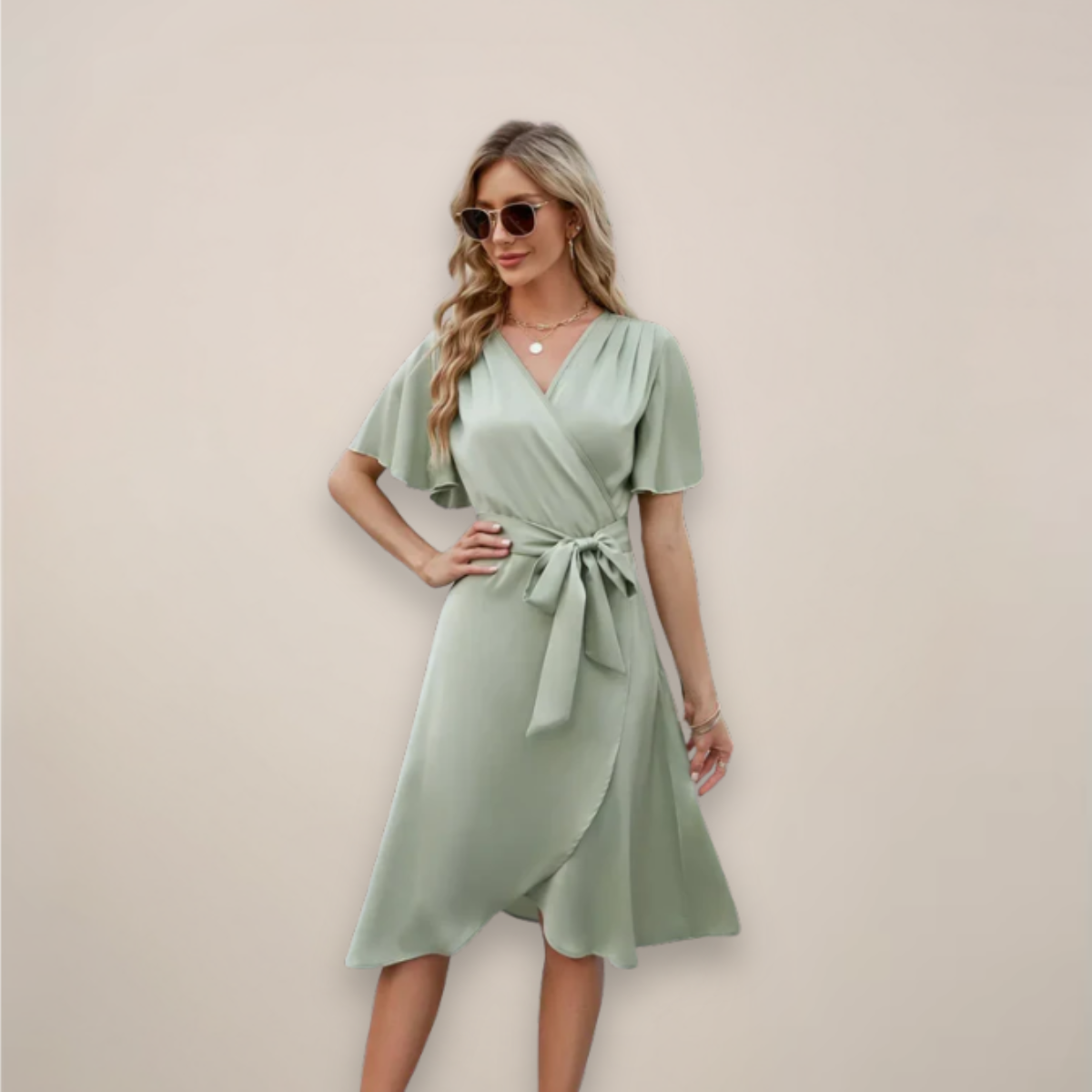 Robe Femme Courte avec Nœud au Devant