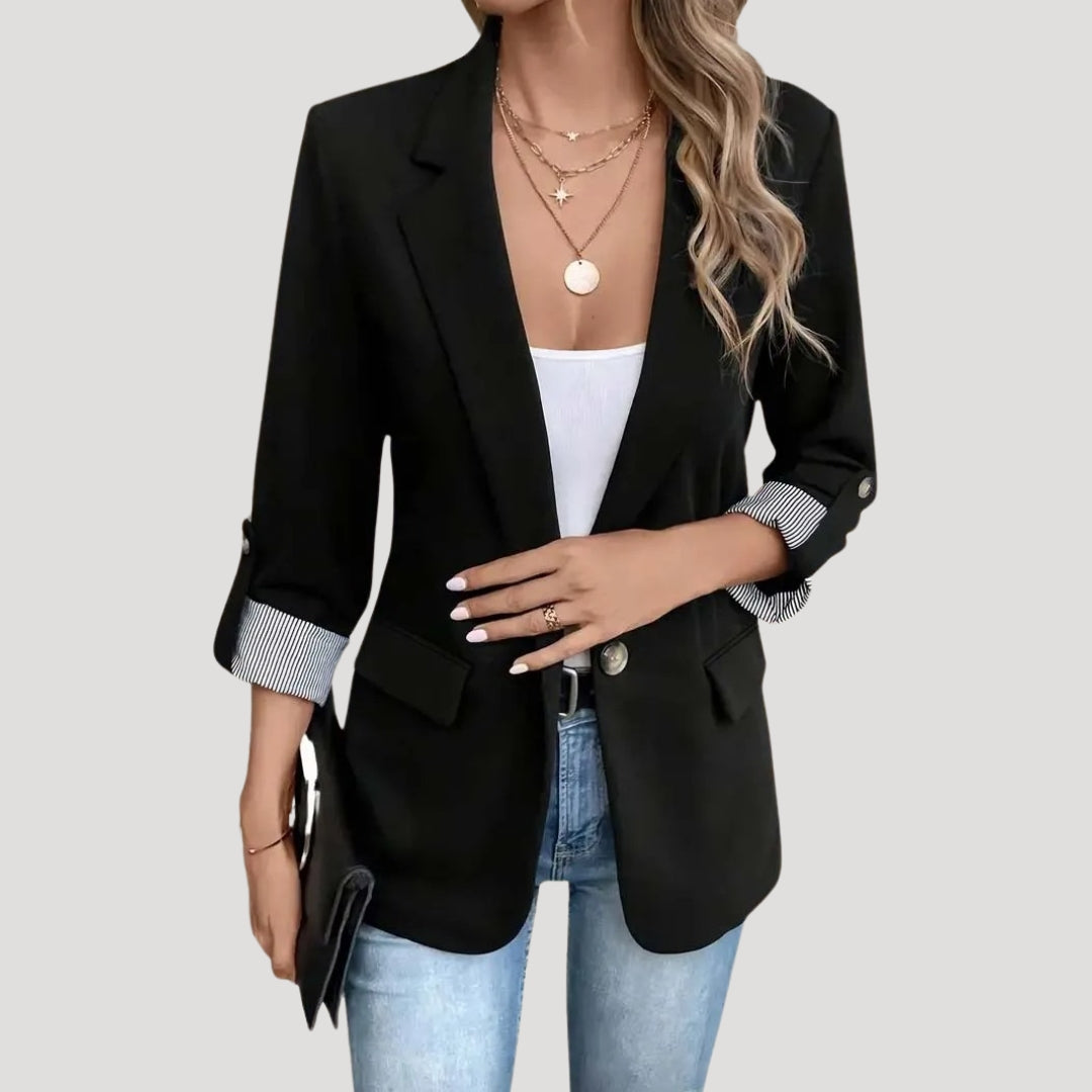 Blazer Femme Tailleur Slim Fit Manches Courtes