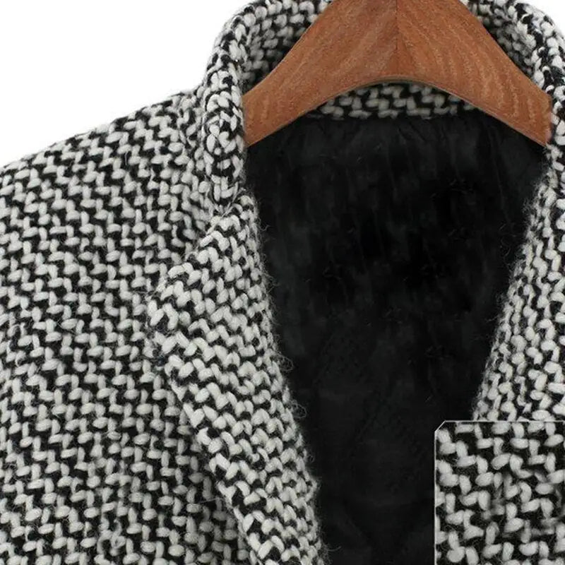 Manteau Écossais Hiver Noir et Blanc Doux - PanierRoyale
