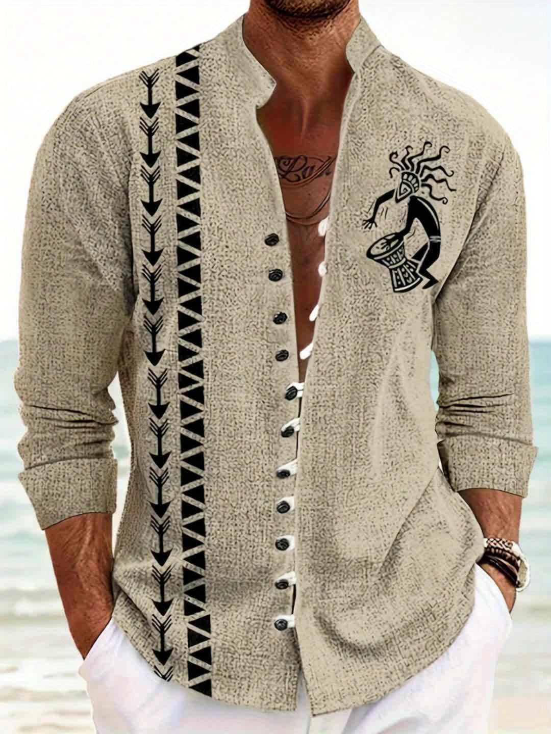 ZenMao™ – Chemise Homme Col Mao à Motif Décontracté