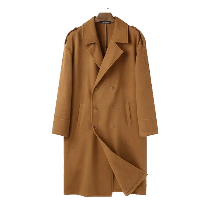 Manteau Homme Long Noir Élégant Hiver