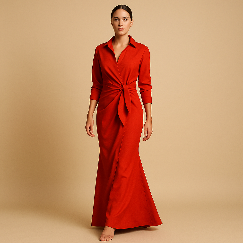Robe Femme Élégante Col V Manches Courtes