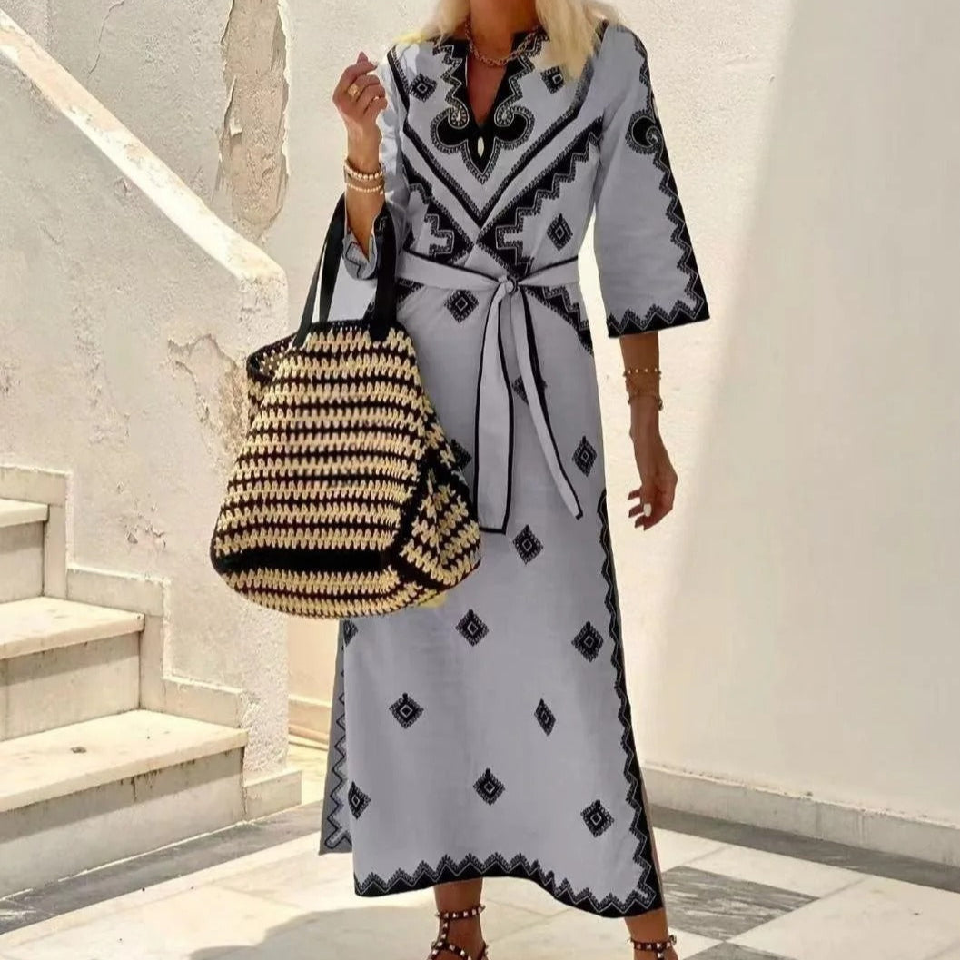 Robe Longue Élégante Taille empire Col en V