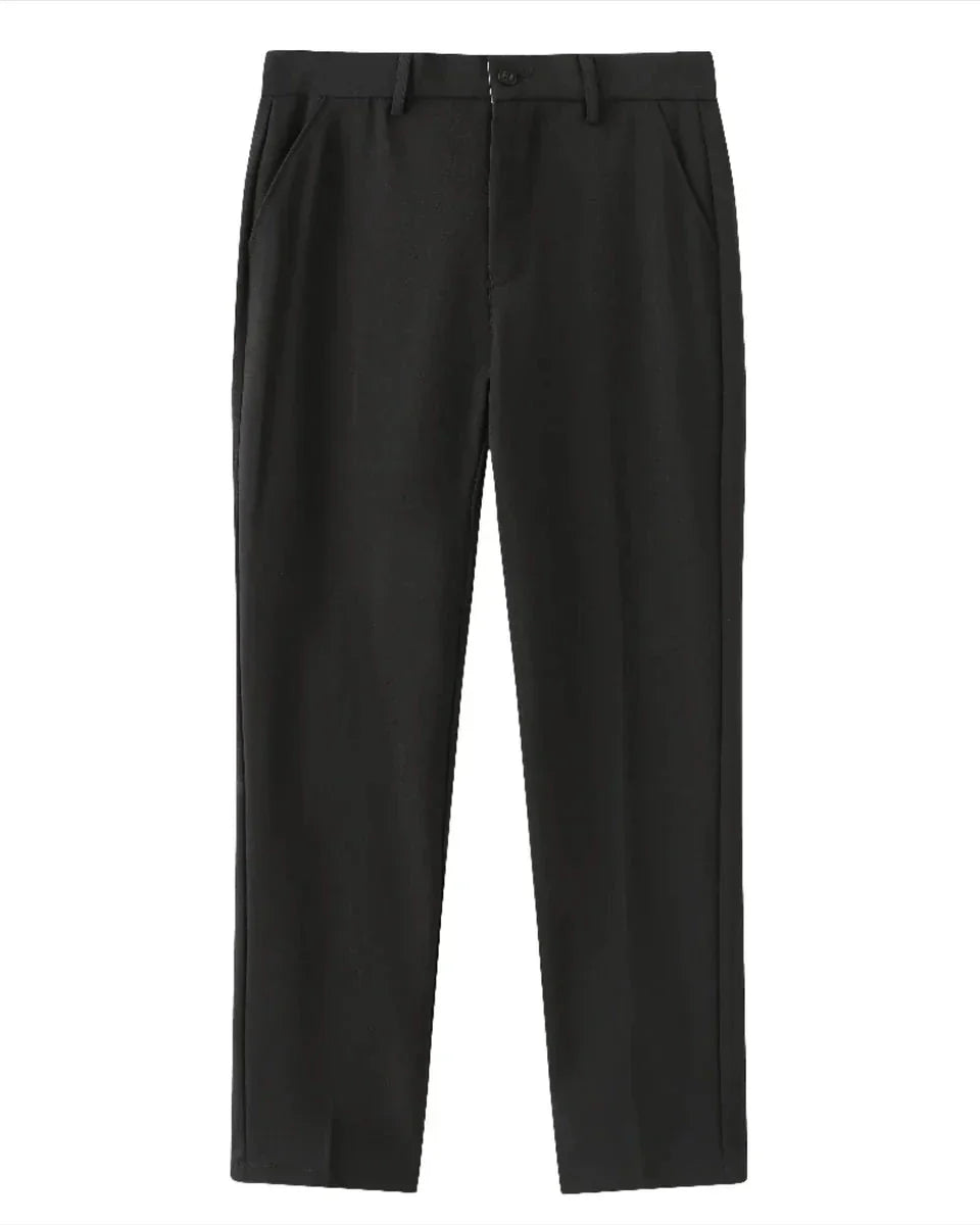 Tenue Homme Noir Complète : Polo Manches Longues, Pantalon et Chaussures en Cuir