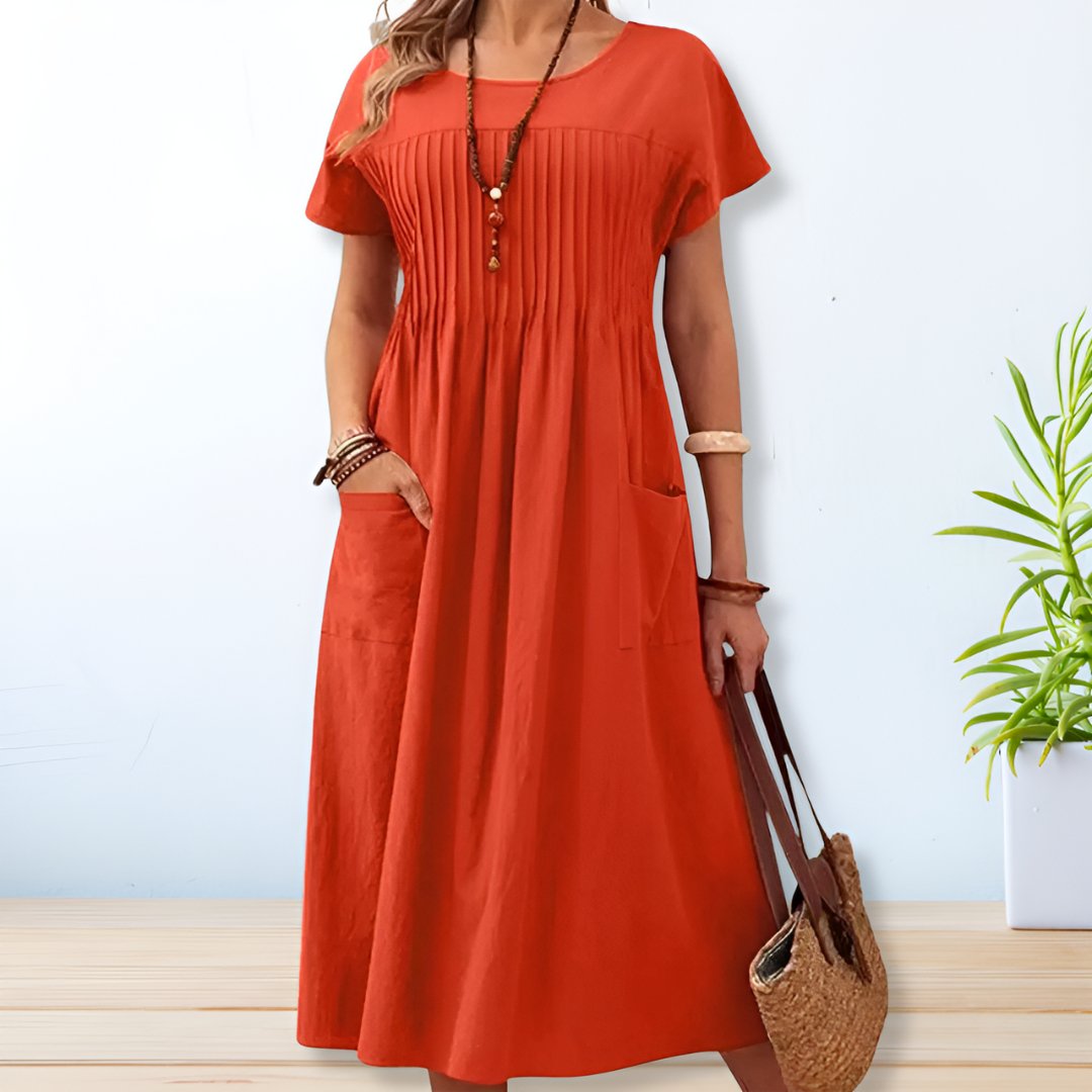 Robe Été Manches Courtes Bleu Marine Confortable
