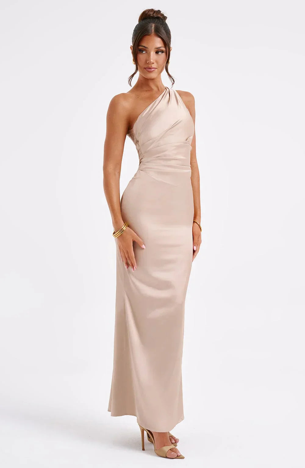 Robe de Soirée Élégante en Satin Longue et Moulante