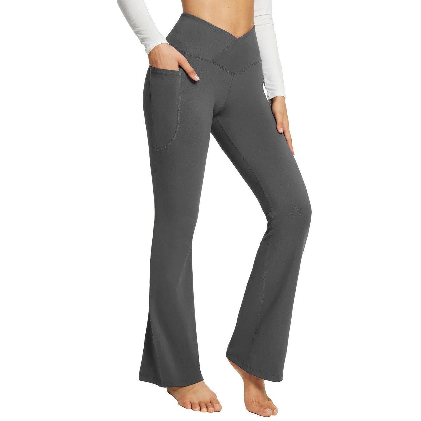 Pantalon Yoga Féminin Évasé Haute Taille