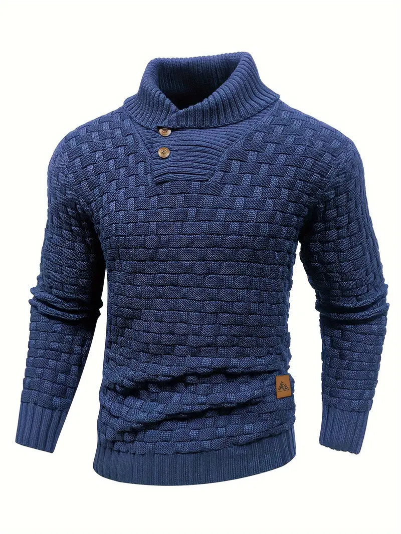 Pull Homme Col Montant en Laine Épaisse