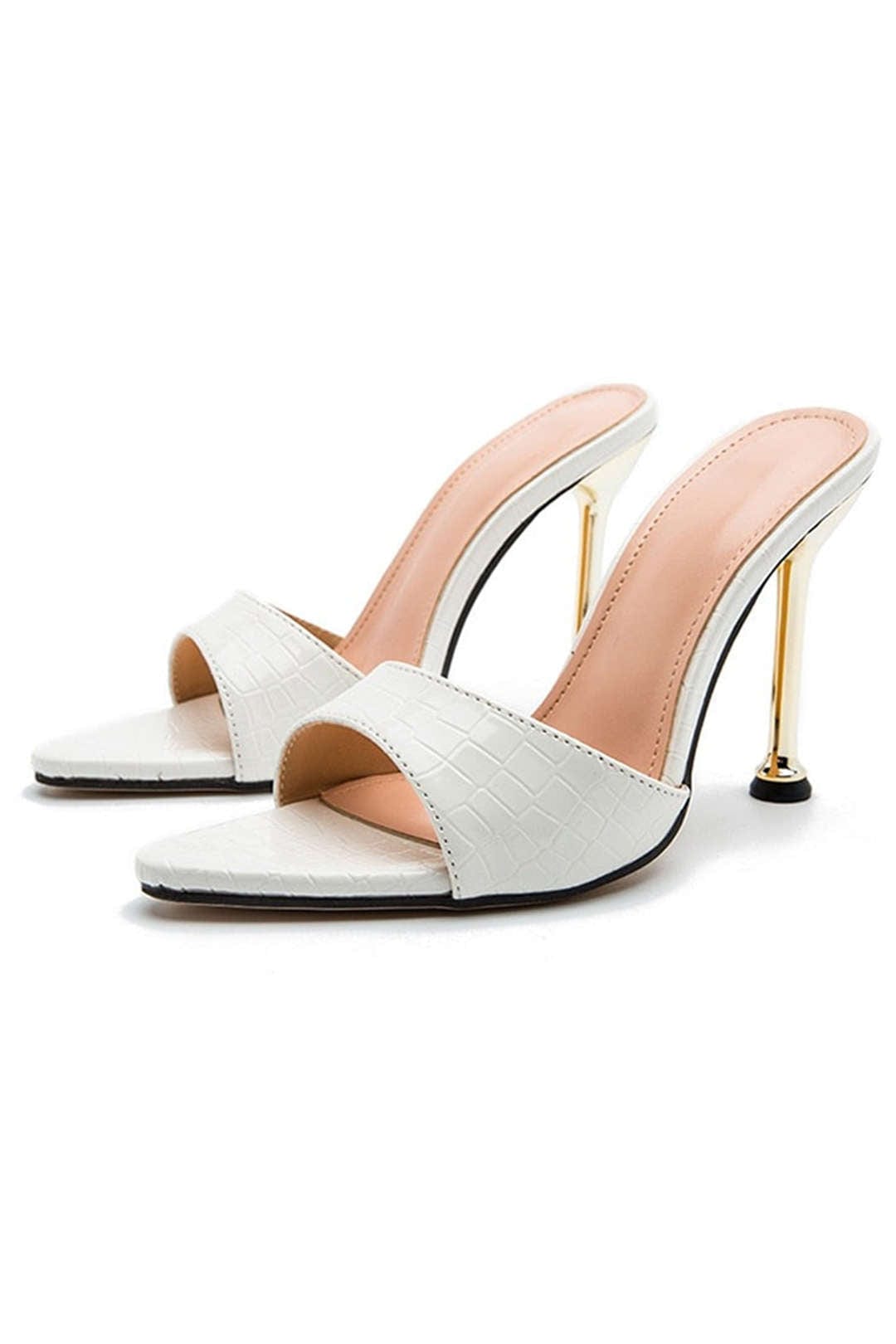 Mules Hauts Talons Noir Gaine Élégantes