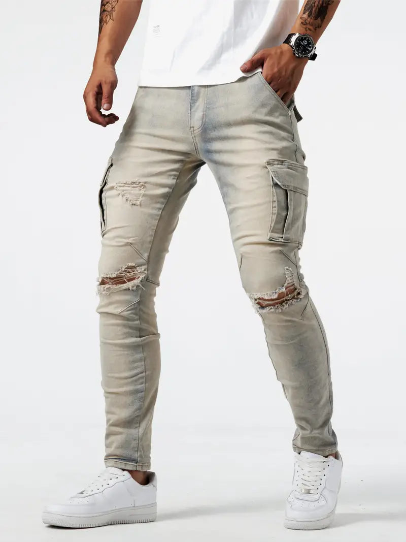 Pantalon de travail homme robuste gris avec poches multiples